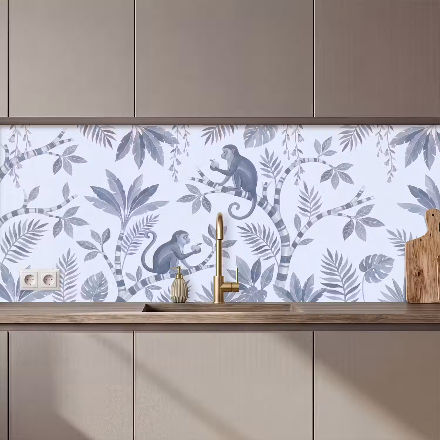 Aap - Boom - Bladeren - Jungle - Illustratie keuken achterwand 2 middel zz_3dshopping
