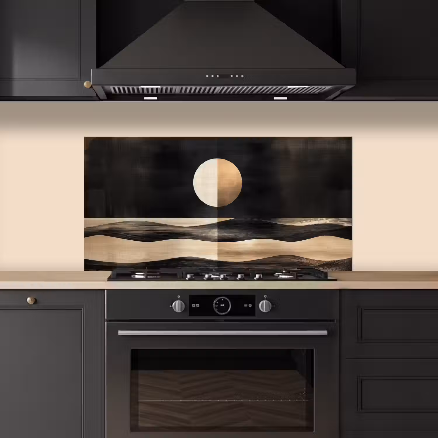 Maan - Cirkel - Goud keuken achterwand spatscherm middel -sfeer1
