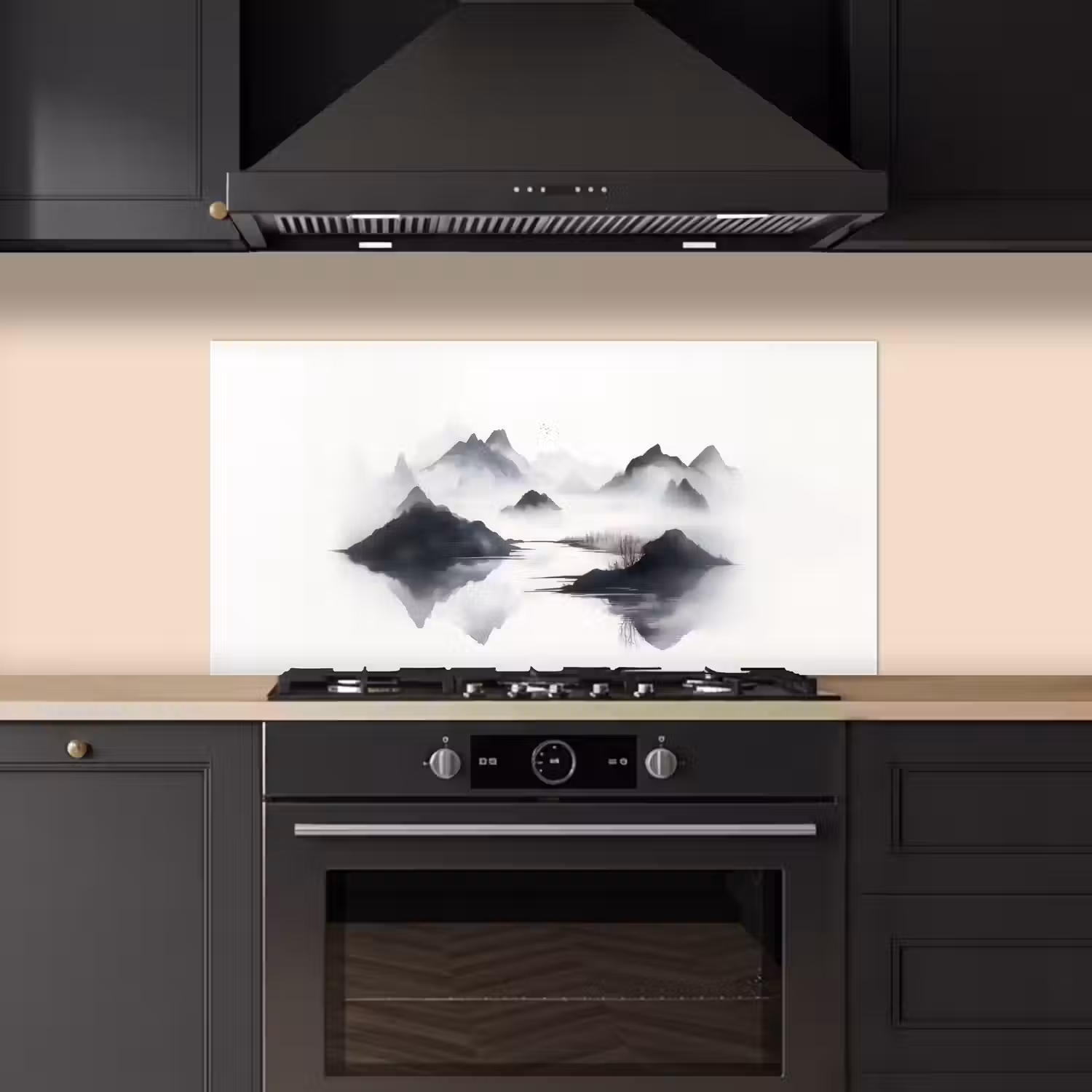 Bergen - Mistig - Water - Wit keuken achterwand spatscherm middel -sfeer1