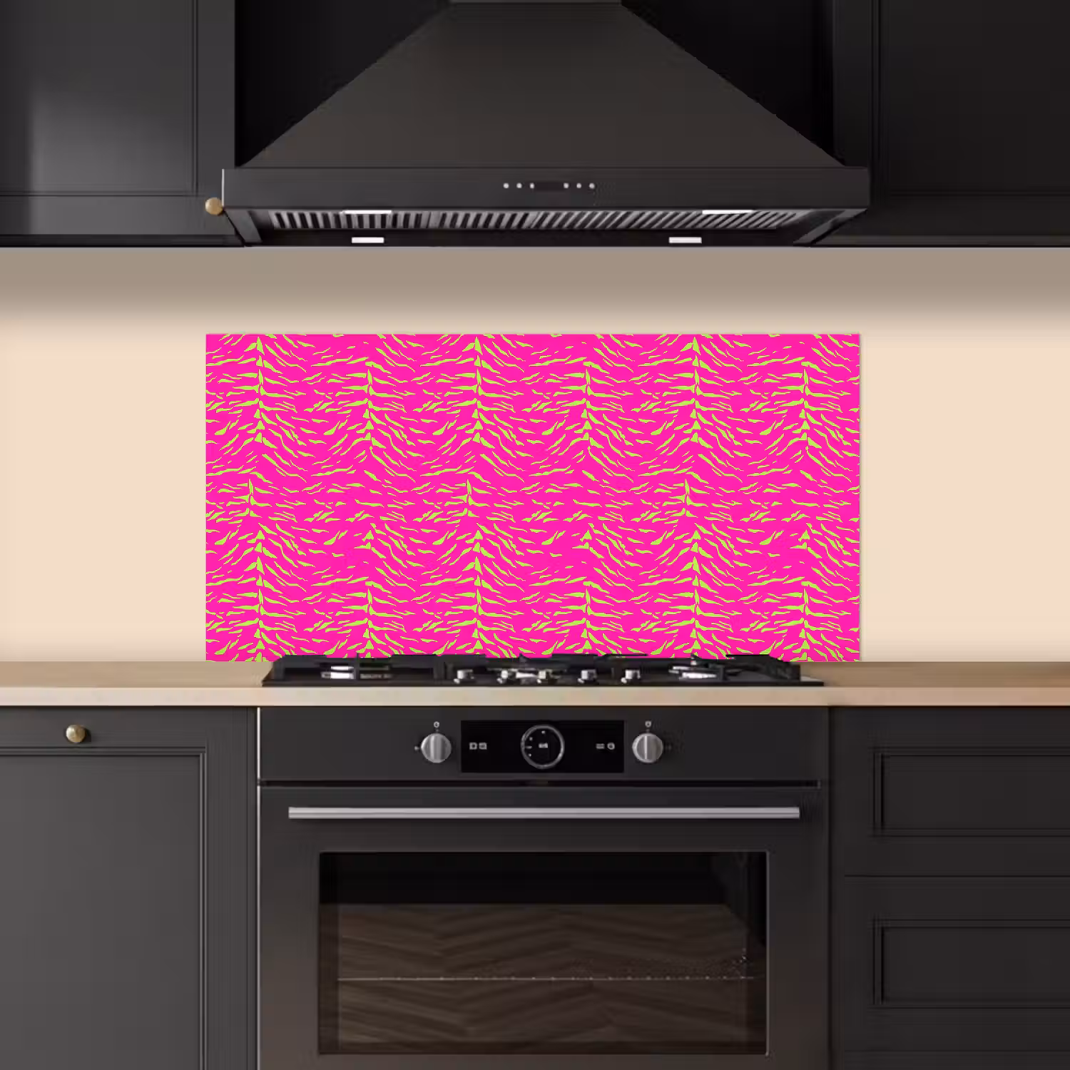 Neon - Groen - Roze - Tijger keuken achterwand spatscherm middel 899 -sfeer1