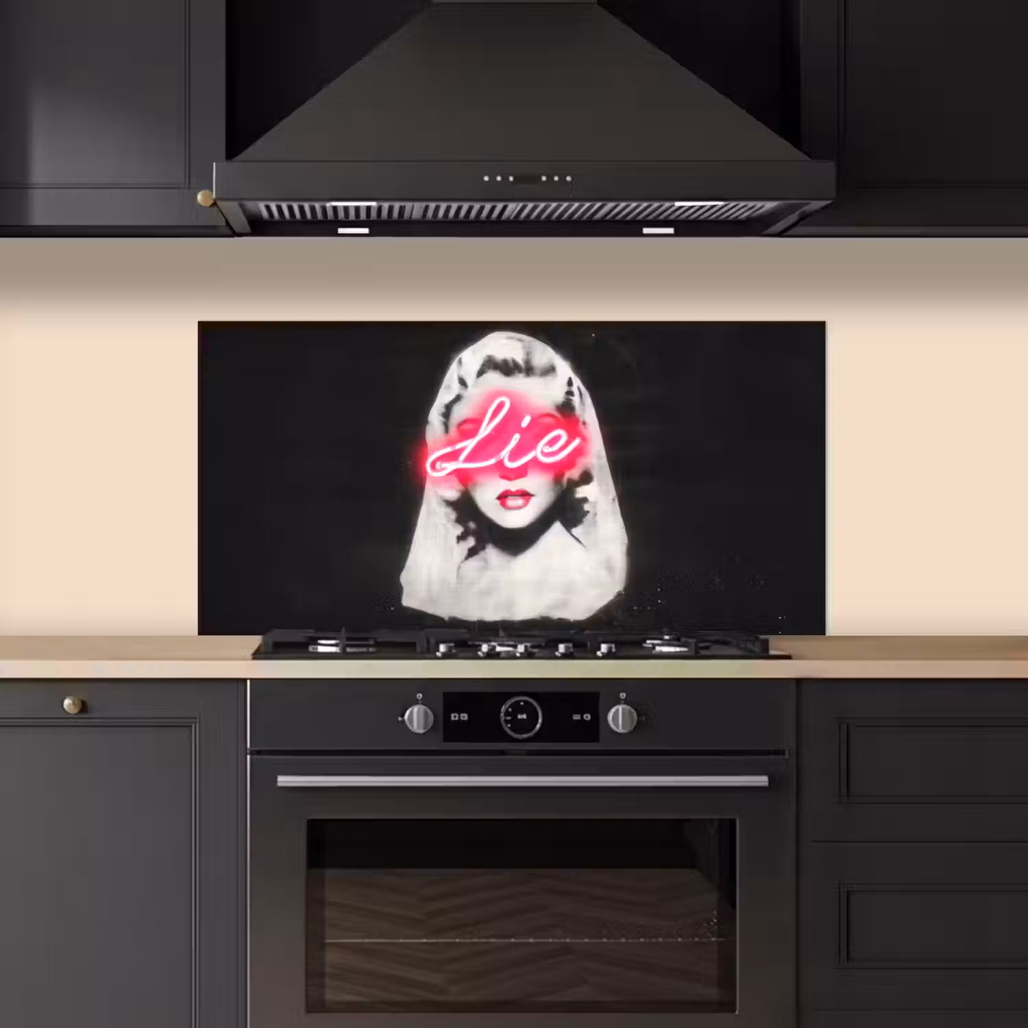 Neon - Letters - Vintage - Vrouw keuken achterwand spatscherm middel -sfeer1