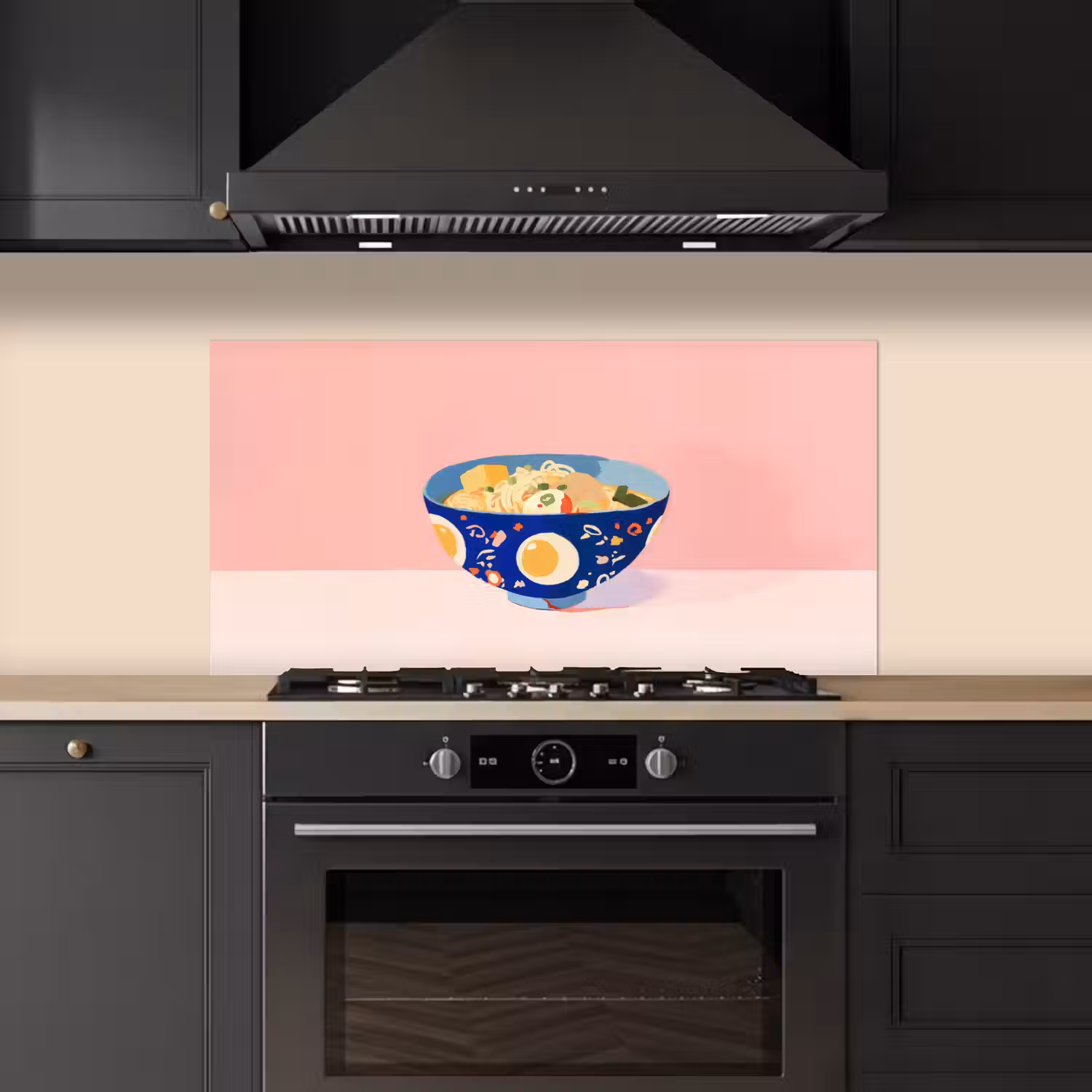 Noodles - Kom - Blauw - Illustratie keuken achterwand spatscherm middel -sfeer1