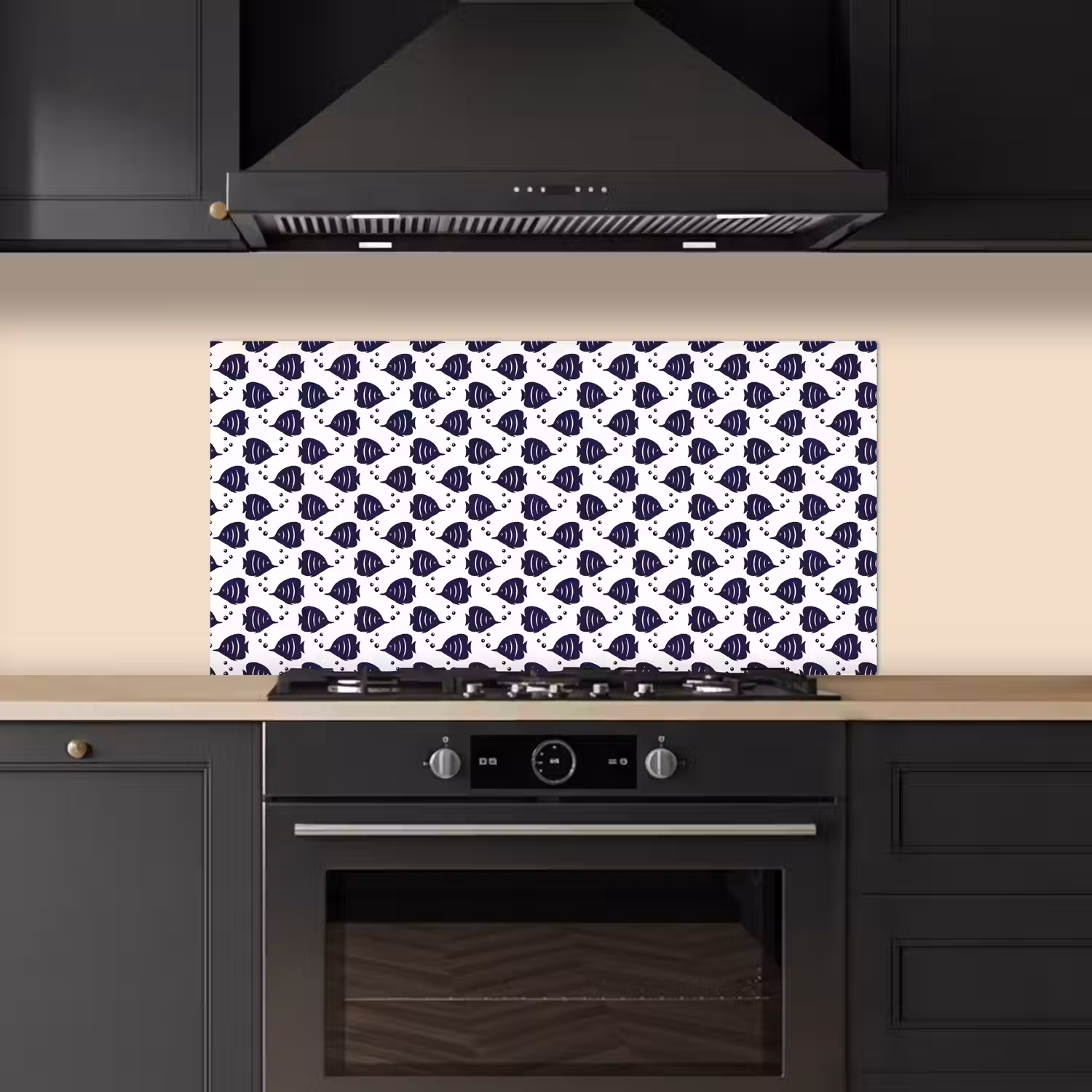 Oceaan - Vis - Blauw - Wit keuken achterwand spatscherm middel 899 -sfeer1