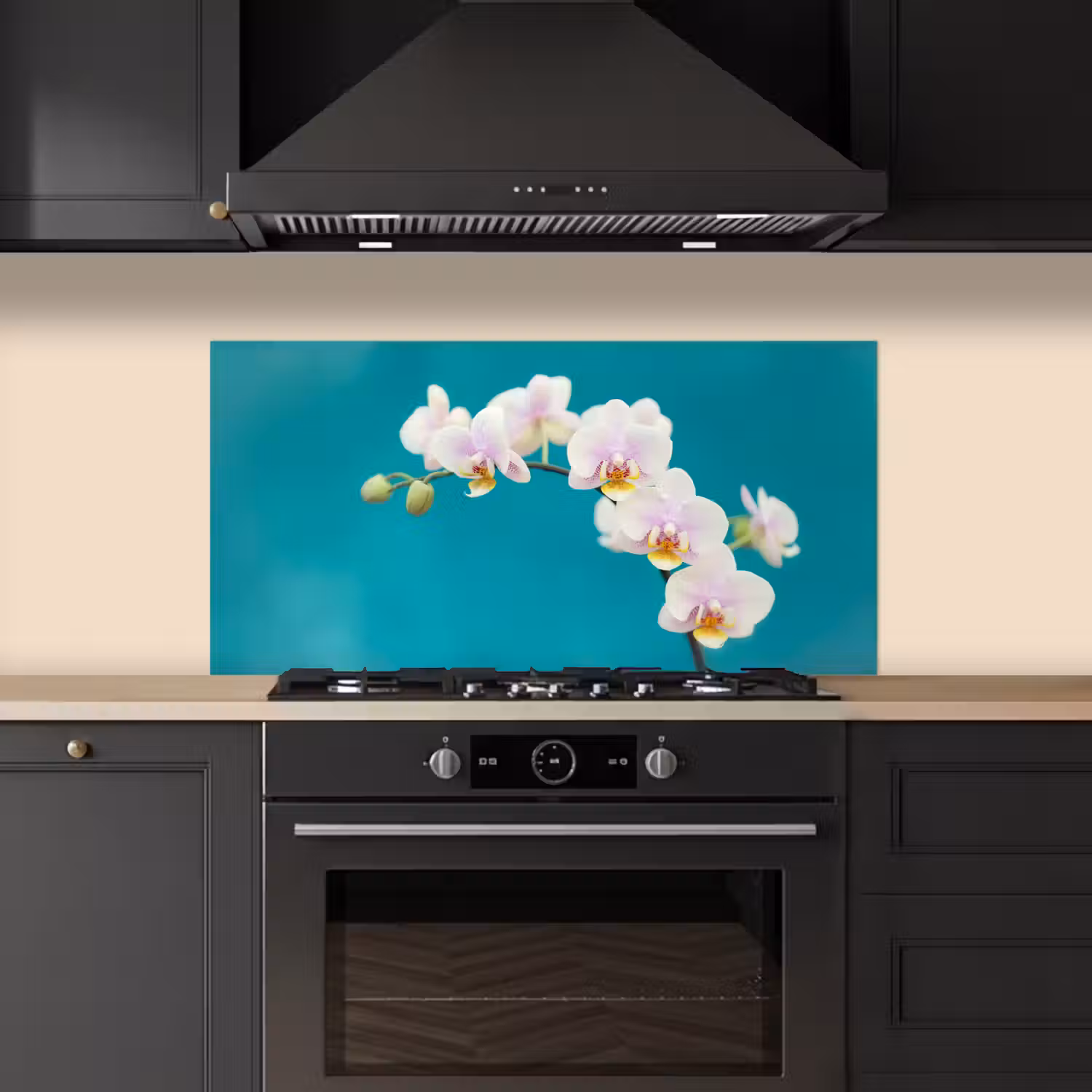 Orchidee - Bloemen - Plant - Wit - Paars keuken achterwand spatscherm middel -sfeer1