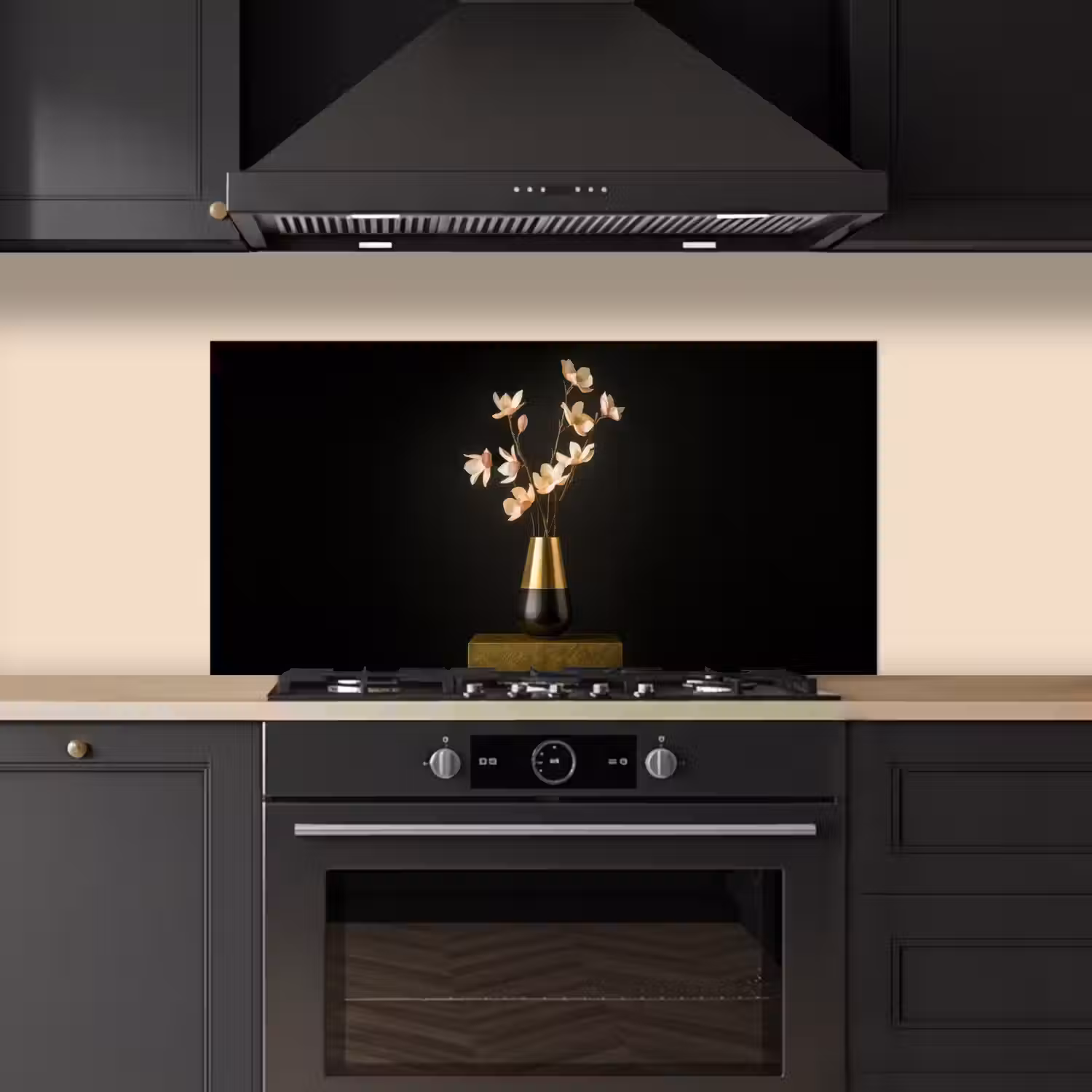 Sierlijk - Boeket - Goud - Vaas keuken achterwand spatscherm middel -sfeer1