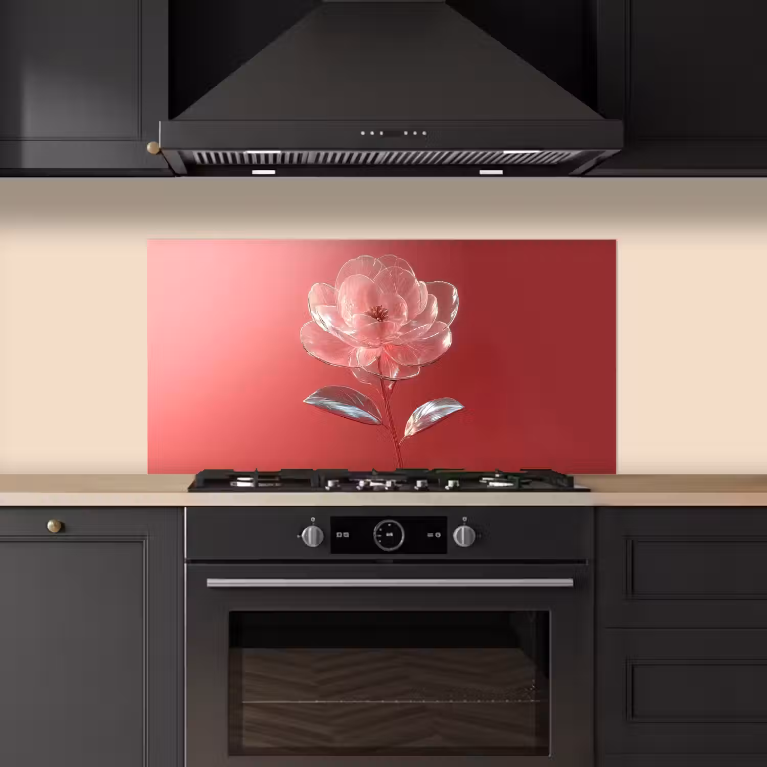 Sierlijk - Bloem - Roze - Glazen keuken achterwand spatscherm middel -sfeer1