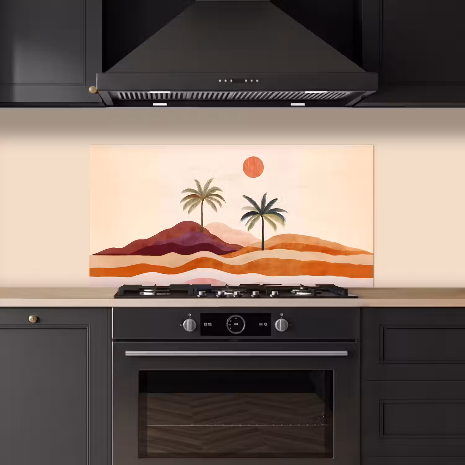 Palmbomen - Abstract - Zon - Heuvels keuken achterwand spatscherm middel -sfeer1