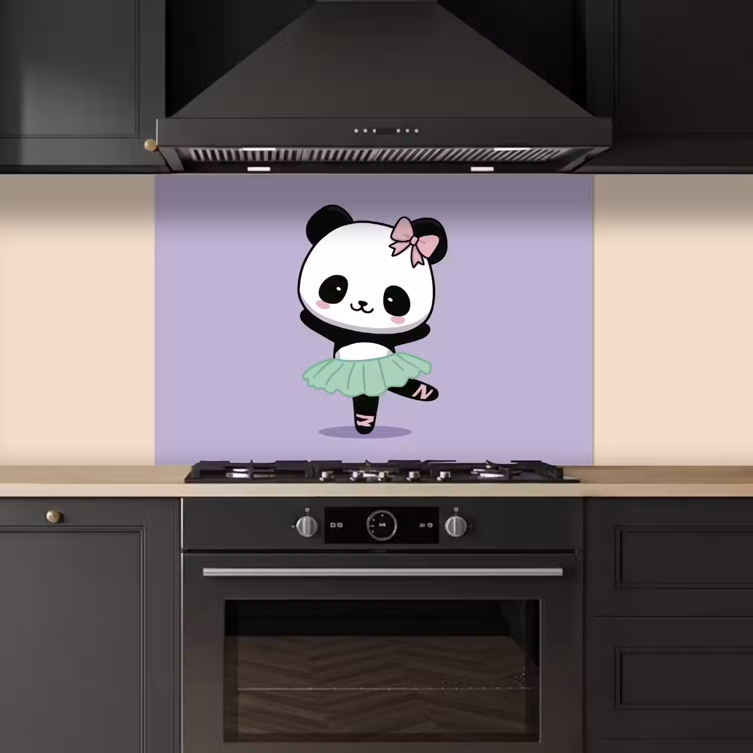 Panda - Paars - Sierlijk - Kawaii keuken achterwand spatscherm middel -sfeer1