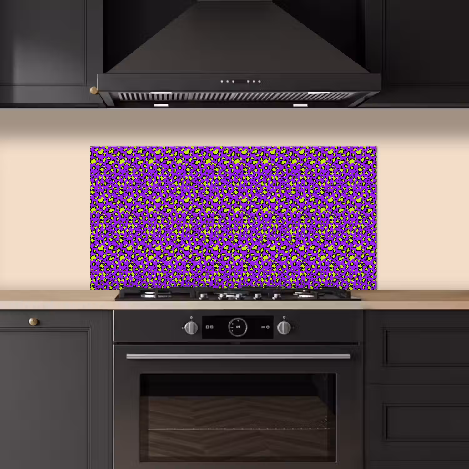 Panterprint - Paars - Groen - Neon keuken achterwand spatscherm middel 899 -sfeer1