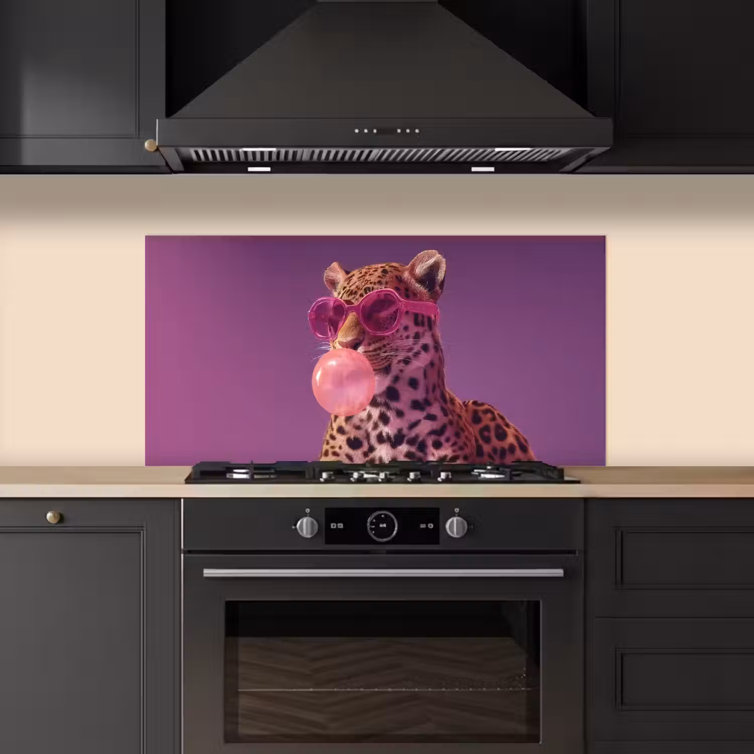 Panter - Zonnebril - Kauwgombel - Roze keuken achterwand spatscherm middel -sfeer1