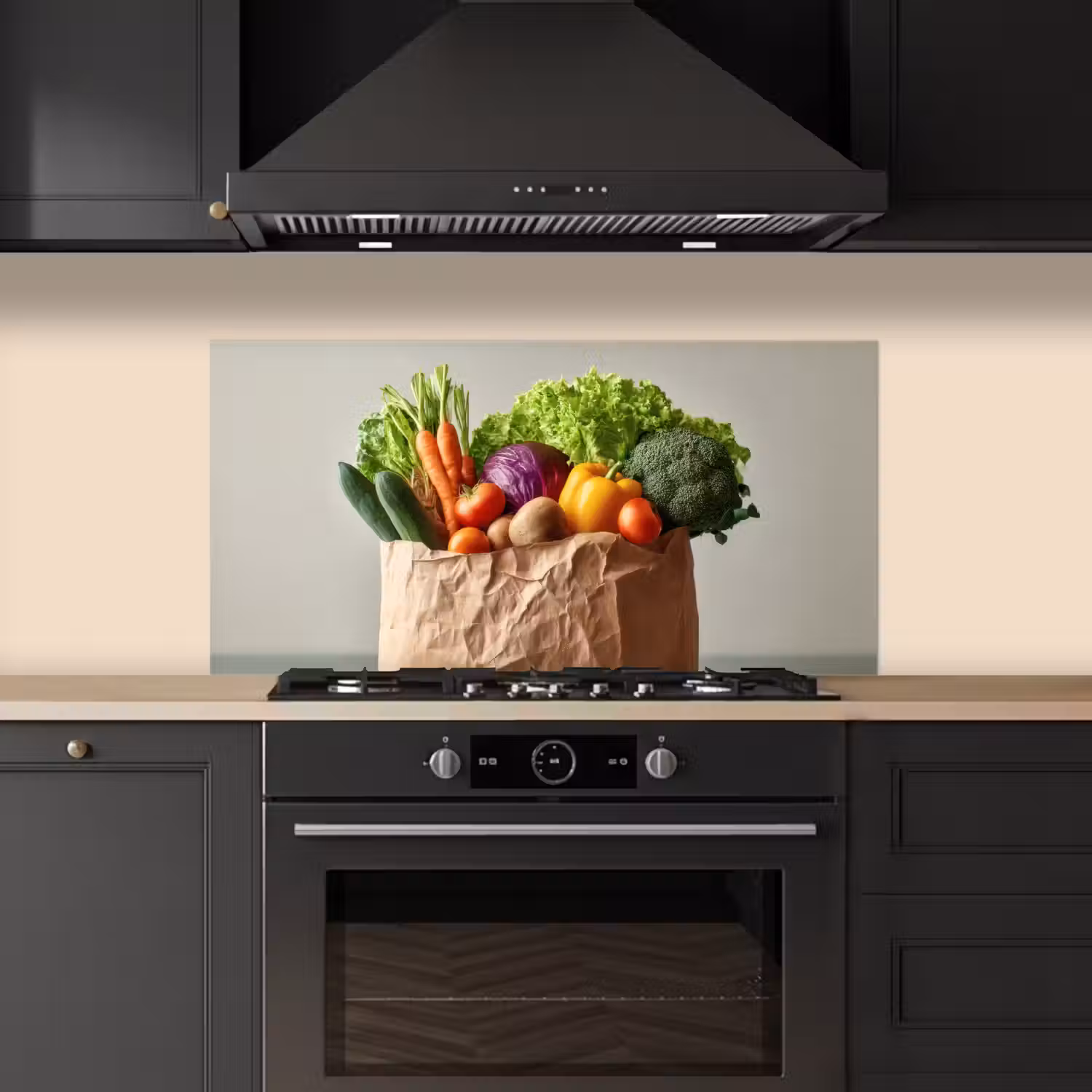 Papieren - Boodschappen - Groente - Kleurrijk keuken achterwand spatscherm middel -sfeer1