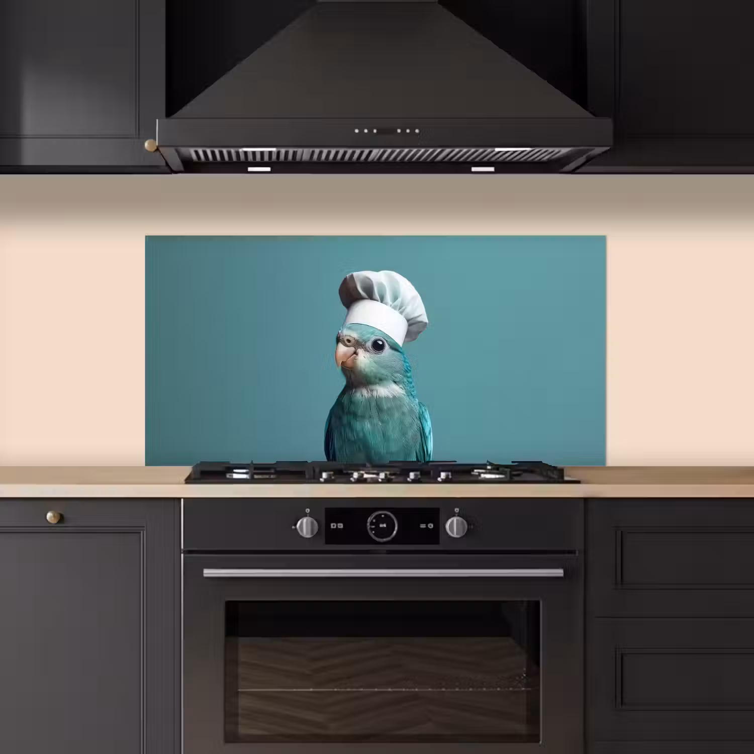 Parkiet - Vogel - Koksmuts - Cute keuken achterwand spatscherm middel -sfeer1