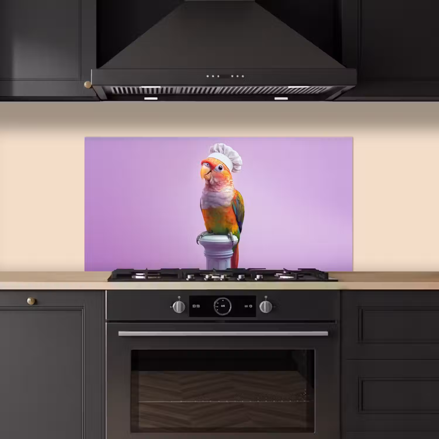 Papegaai - Koksmuts - Pilaar - Vogel keuken achterwand spatscherm middel -sfeer1