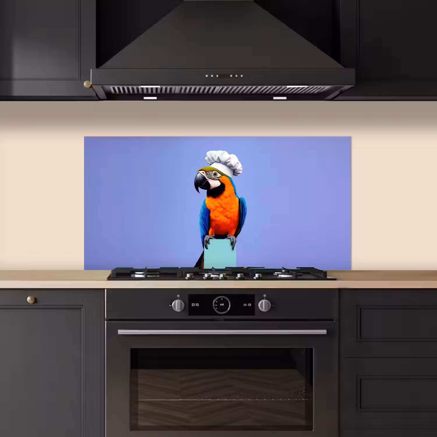 Papegaai - Koksmuts - Vogel - Leuk keuken achterwand spatscherm middel -sfeer1