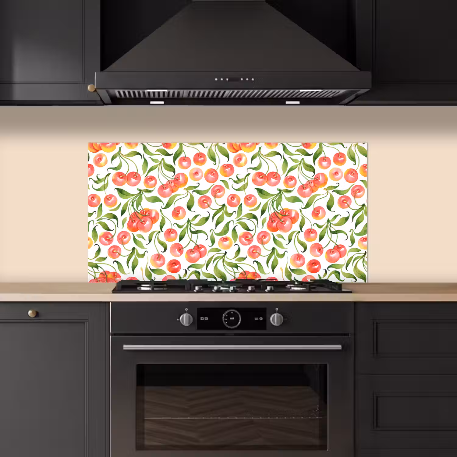 Patroon - Kersen - Wit keuken achterwand spatscherm middel 899 -sfeer1
