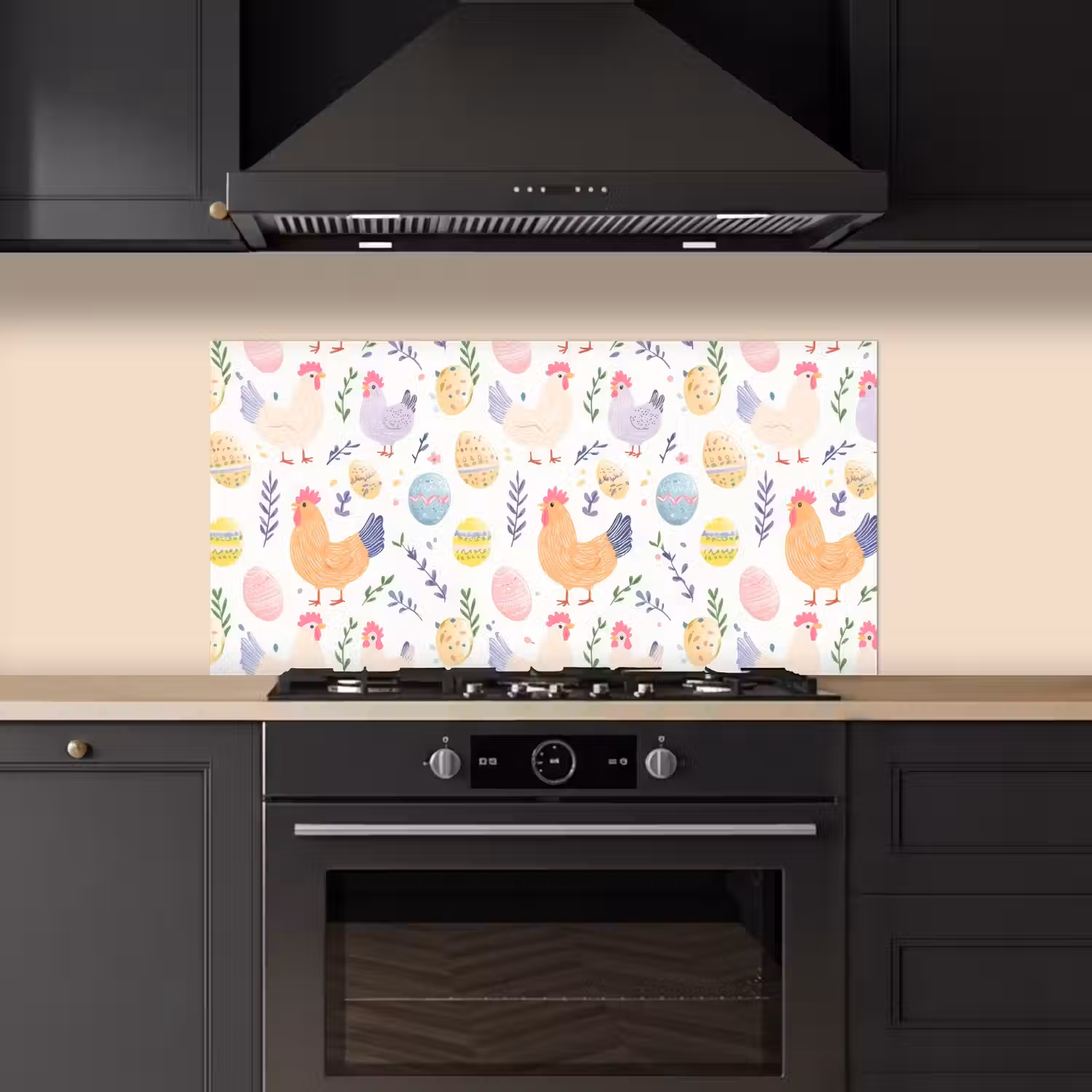 Patroon - Kip - Paaseieren keuken achterwand spatscherm middel -sfeer1