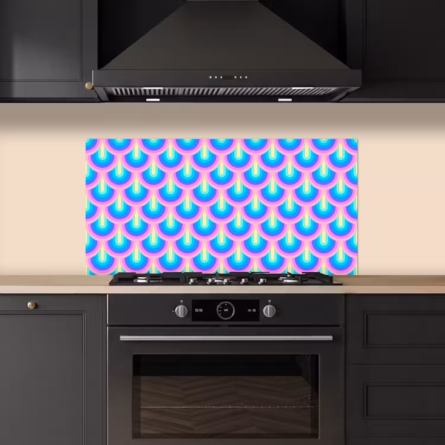 Patroon - Regenboogwaaier - Neon keuken achterwand spatscherm middel 899 -sfeer1