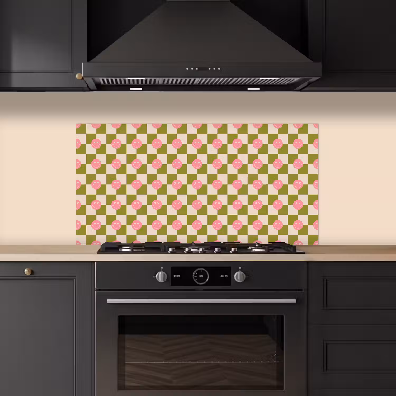 Patroon - Smileys - Blokken keuken achterwand spatscherm middel 899 -sfeer1