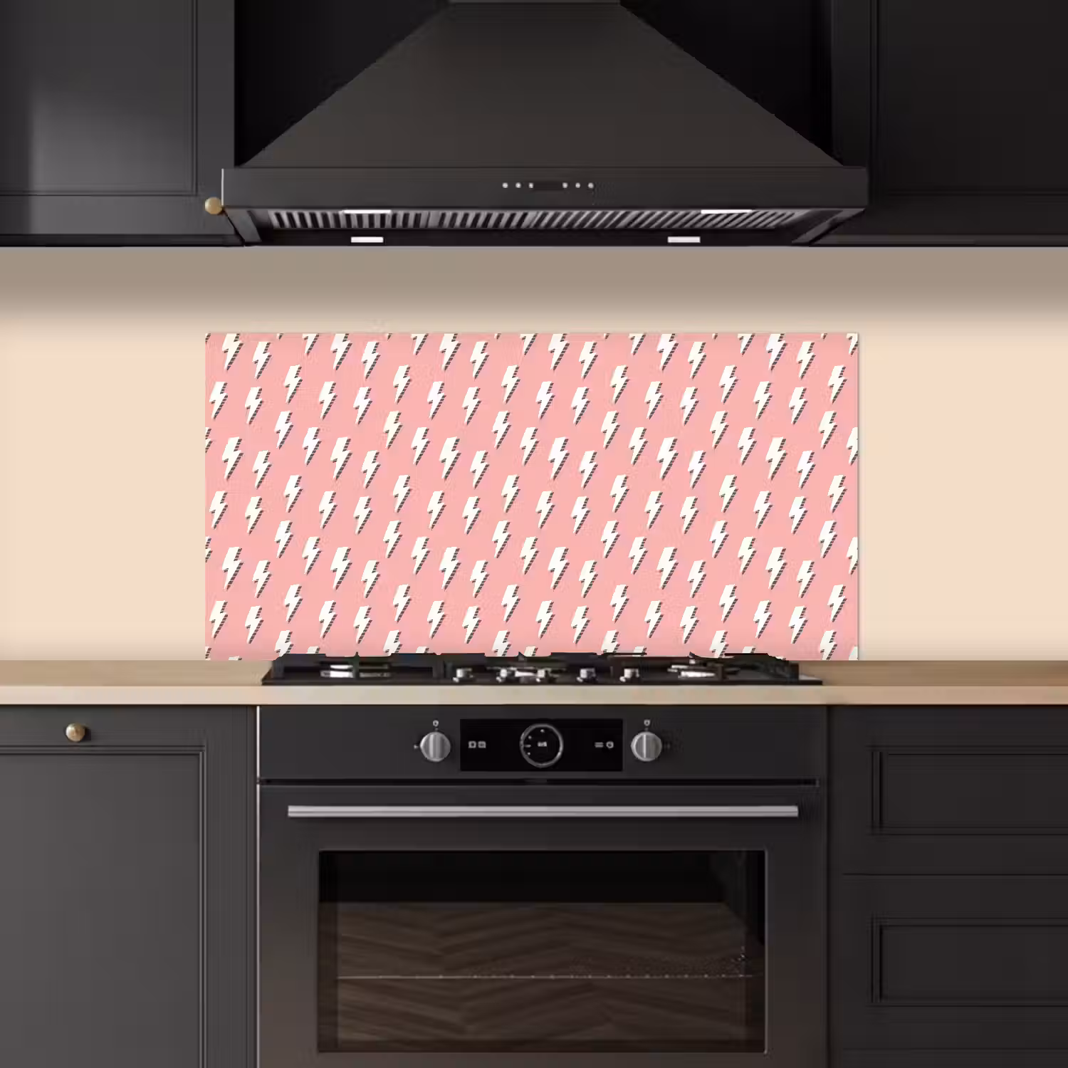 Patroon - Wit - Bliksem - Roze keuken achterwand spatscherm middel 899 -sfeer1