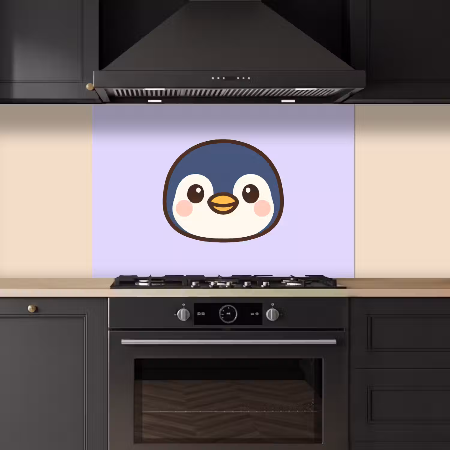 Pinguïn - Paars - Schattig keuken achterwand spatscherm middel -sfeer1