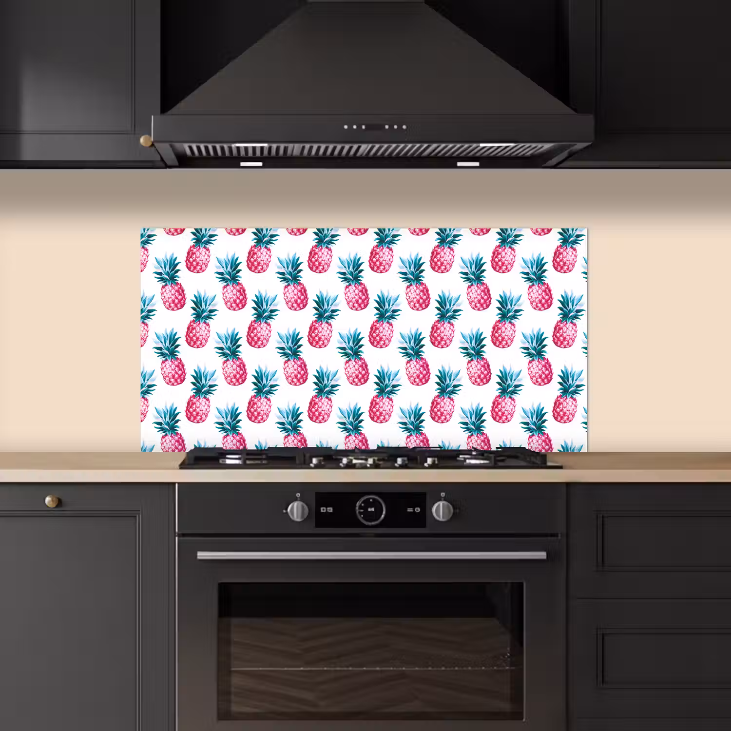 Ananas - Roze - Wit keuken achterwand spatscherm middel 899 -sfeer1