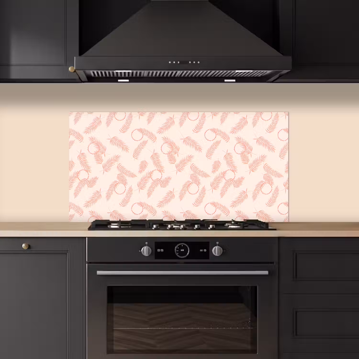 Roze - Veren - Patroon keuken achterwand spatscherm middel 899 -sfeer1