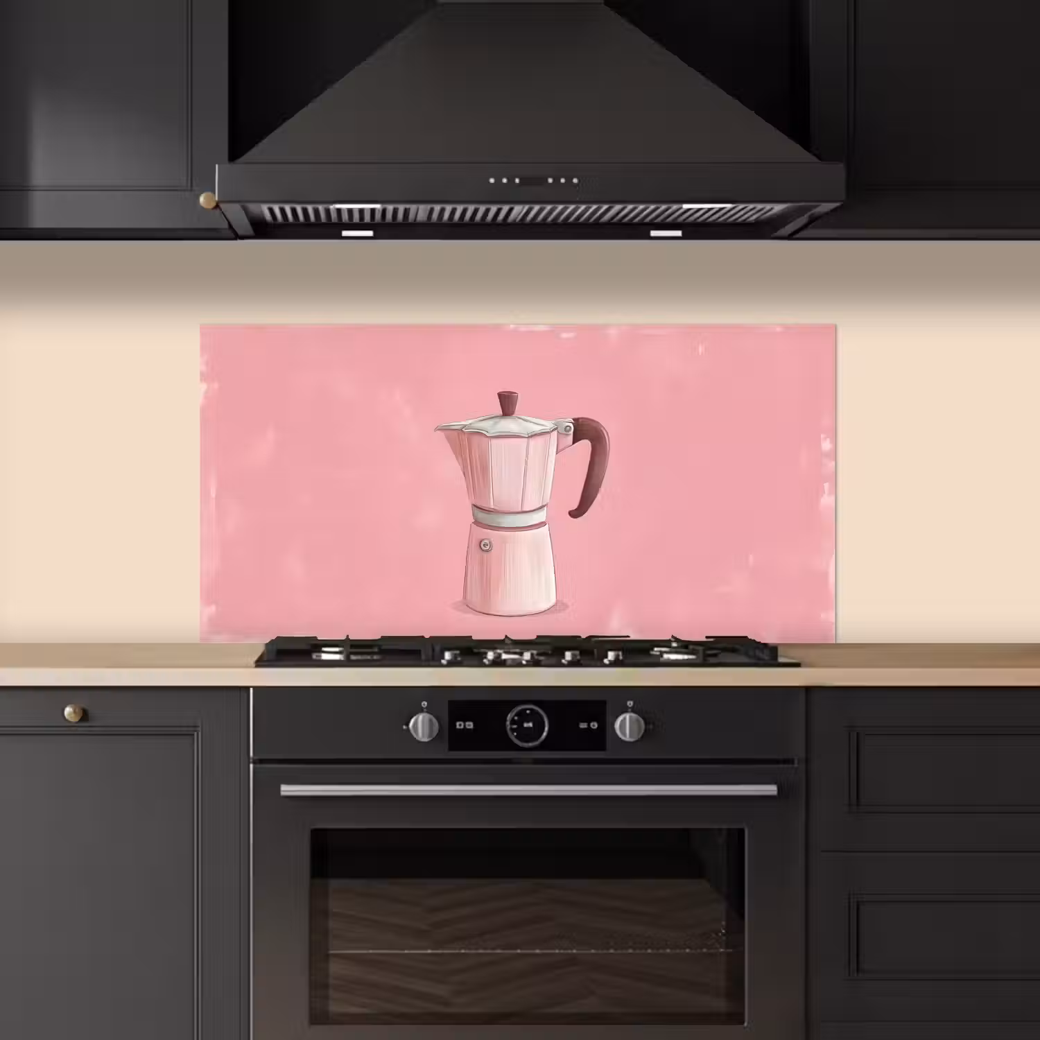 Roze - Mokkapot - Illustratie - Koffie keuken achterwand spatscherm middel -sfeer1