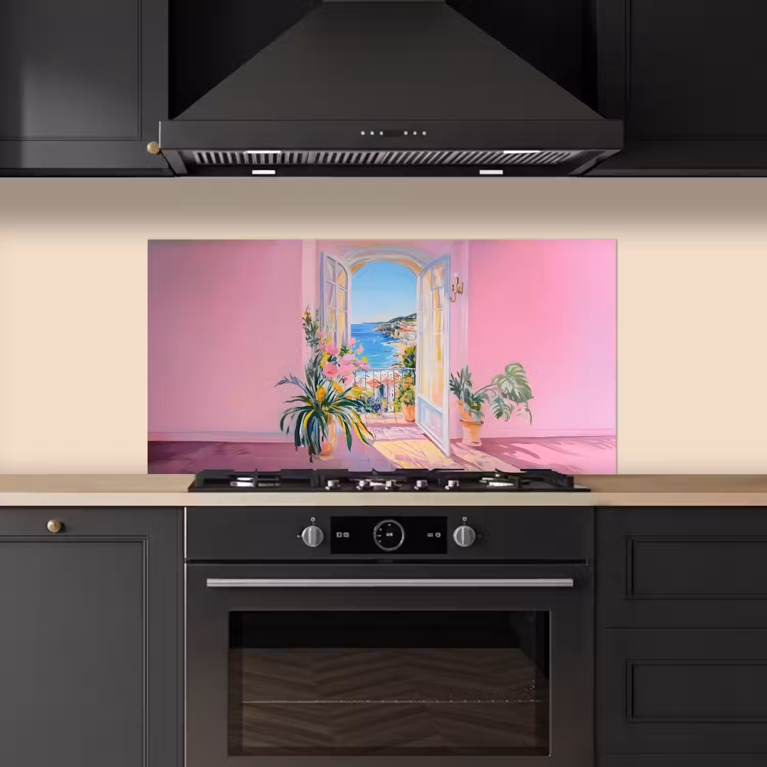 Roze - Buiten - Verf keuken achterwand spatscherm middel -sfeer1