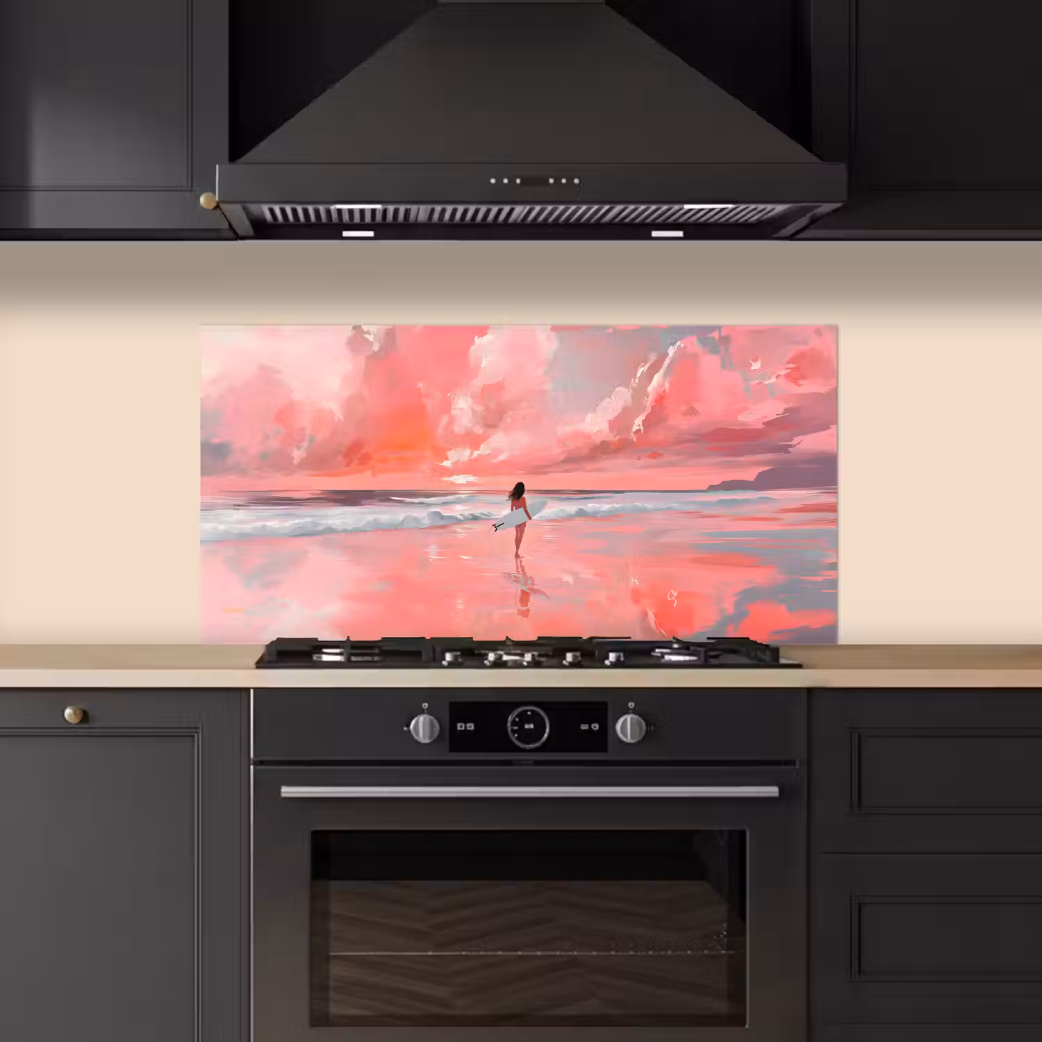 Roze - Surfen - Zee keuken achterwand spatscherm middel -sfeer1