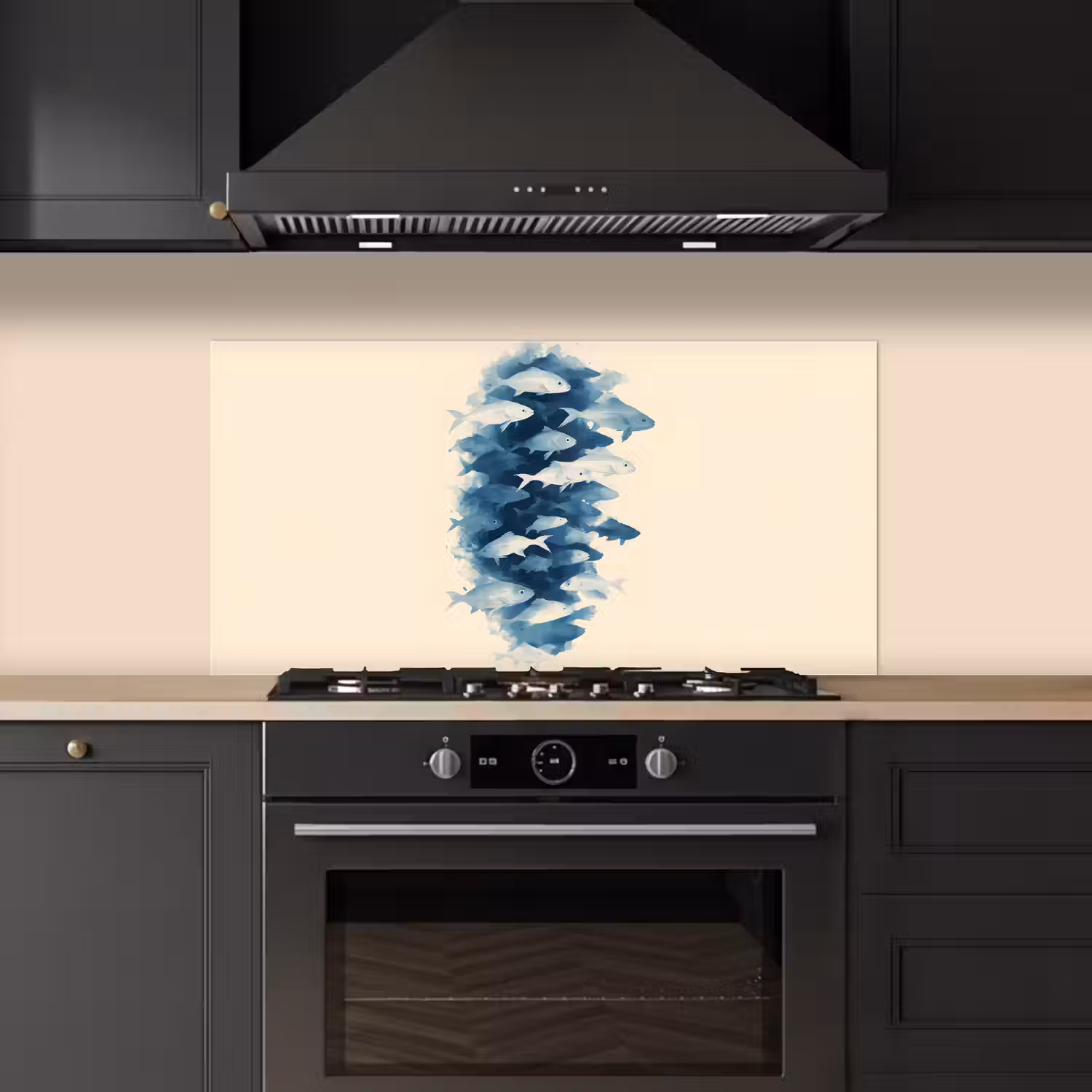 Vissen - Minimalistisch - Blauw keuken achterwand spatscherm middel -sfeer1
