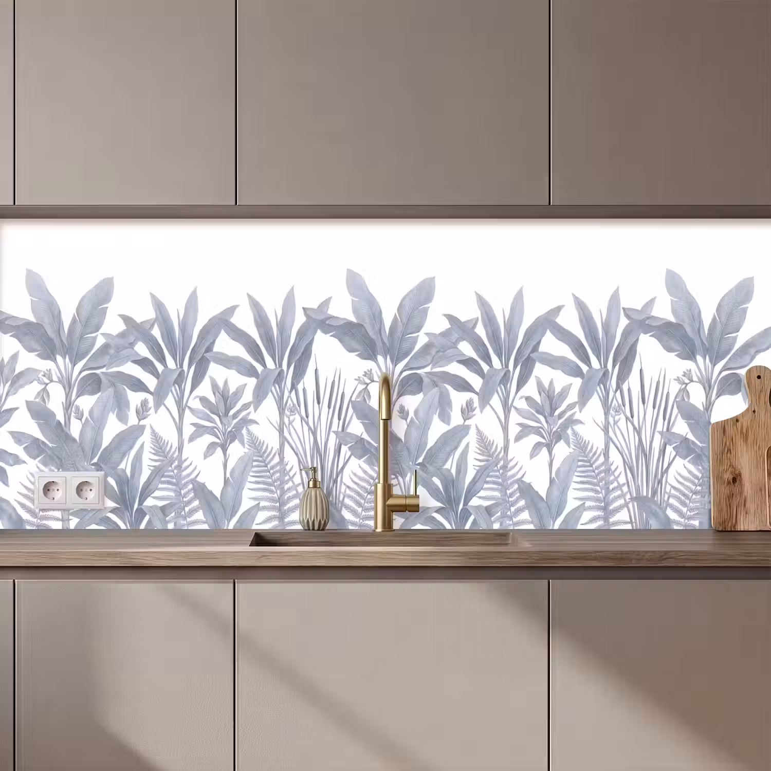Planten - Bladeren - Natuur - Grijs keuken achterwand 2 middel zz_3dshopping