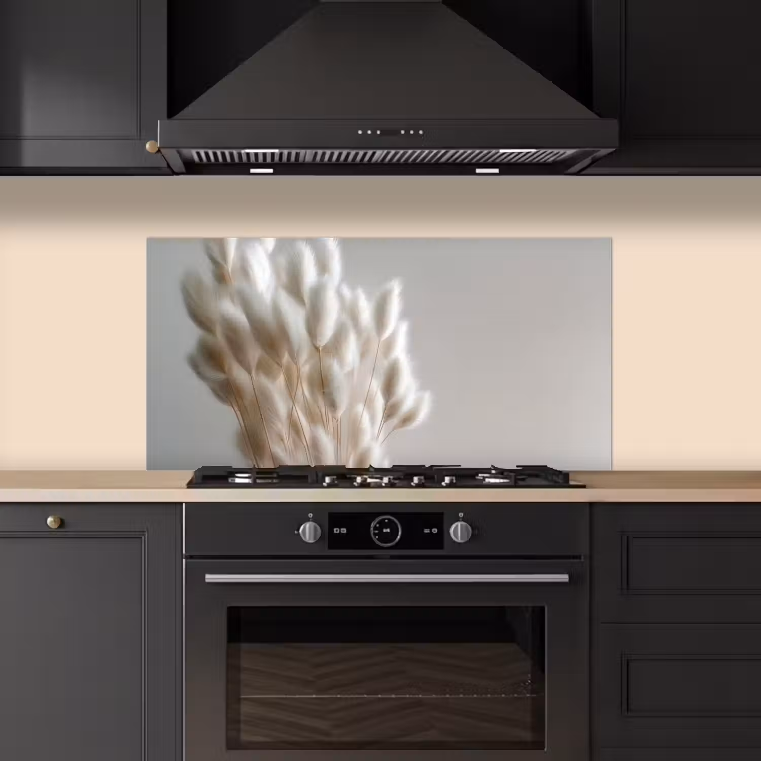 Pluimen - Beige - Minimalistisch keuken achterwand spatscherm middel -sfeer1