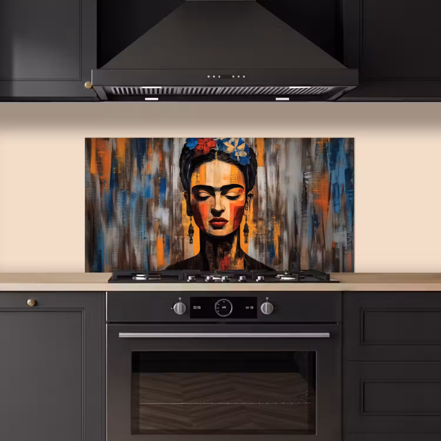 Portret - Vrouw - Bloemen keuken achterwand spatscherm middel -sfeer1