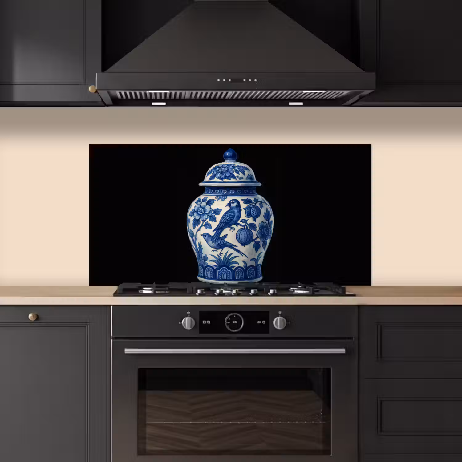 Pot - Delfts Blauw - Bloemen keuken achterwand spatscherm middel -sfeer1