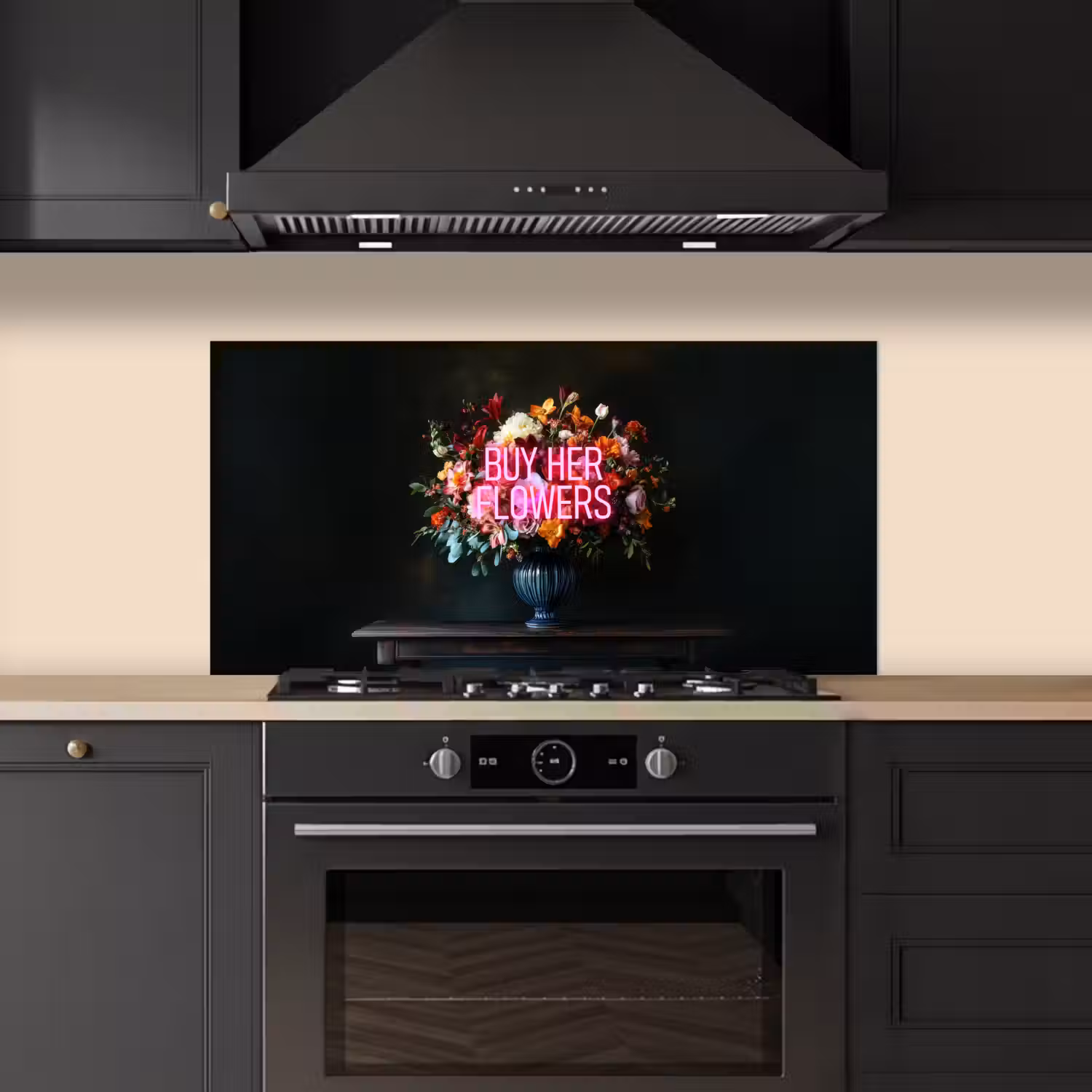 Quote - Bloemen - Vaas - Neon keuken achterwand spatscherm middel -sfeer1