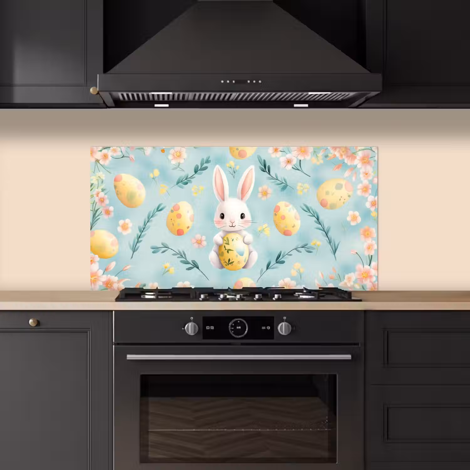 Konijn - Eieren - Takjes keuken achterwand spatscherm middel -sfeer1