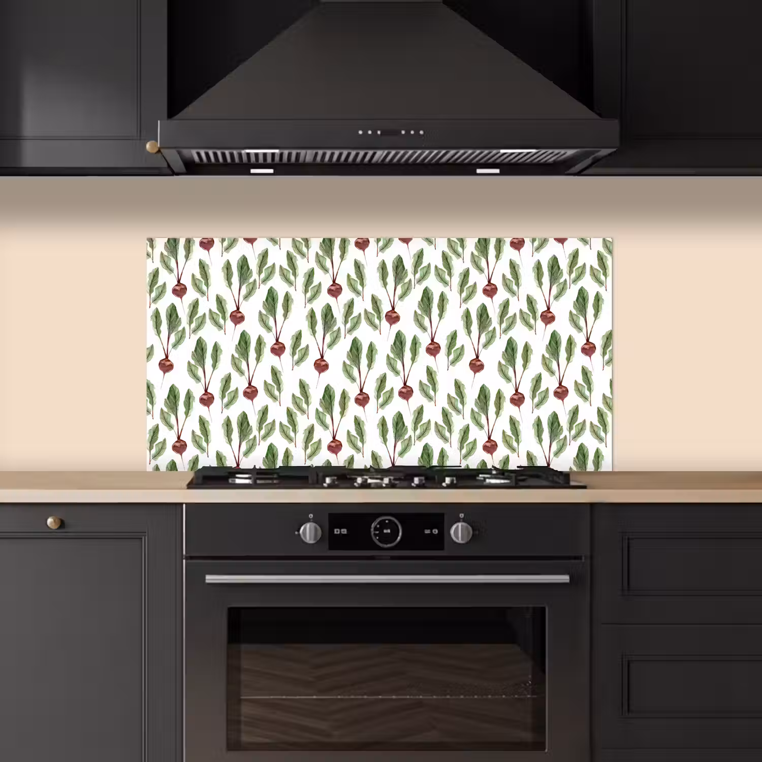 Rood - Bieten - Blad - Patroon keuken achterwand spatscherm middel 899 -sfeer1