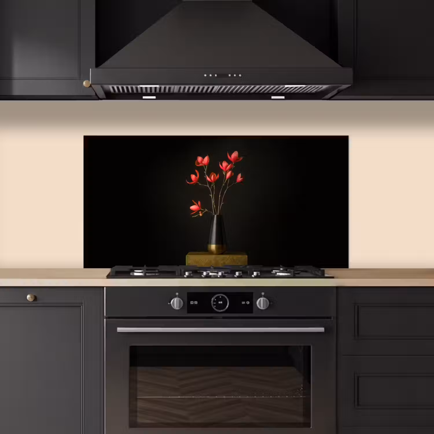 Rode - Bloemen - Vaas keuken achterwand spatscherm middel -sfeer1