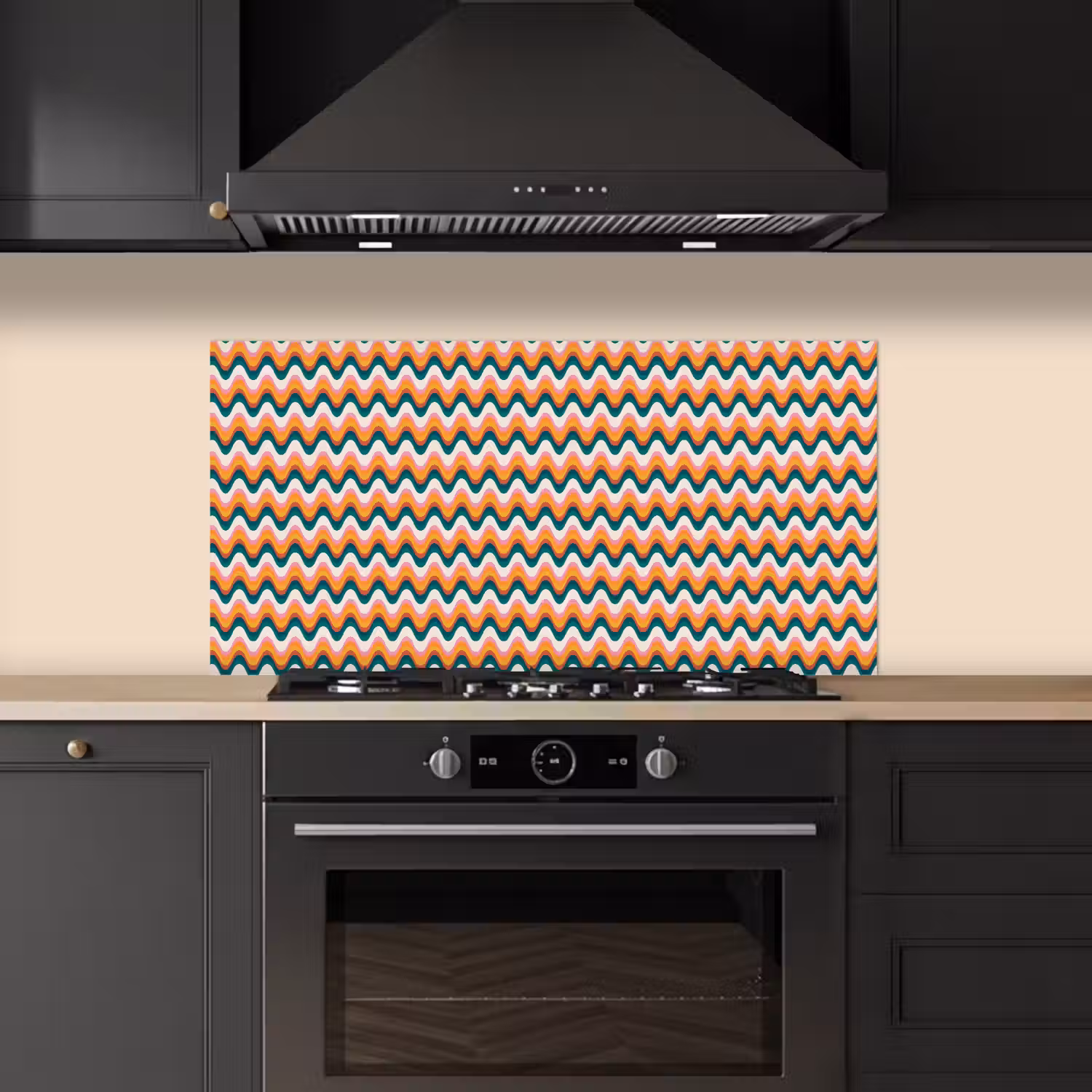 Retro - Disco - Golven - Kleur keuken achterwand spatscherm middel 899 -sfeer1