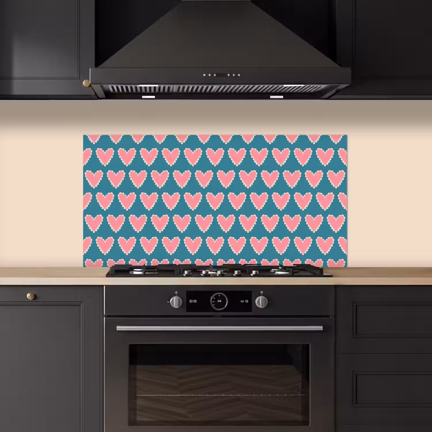 Retro - Hartjes - Patroon keuken achterwand spatscherm middel 899 -sfeer1