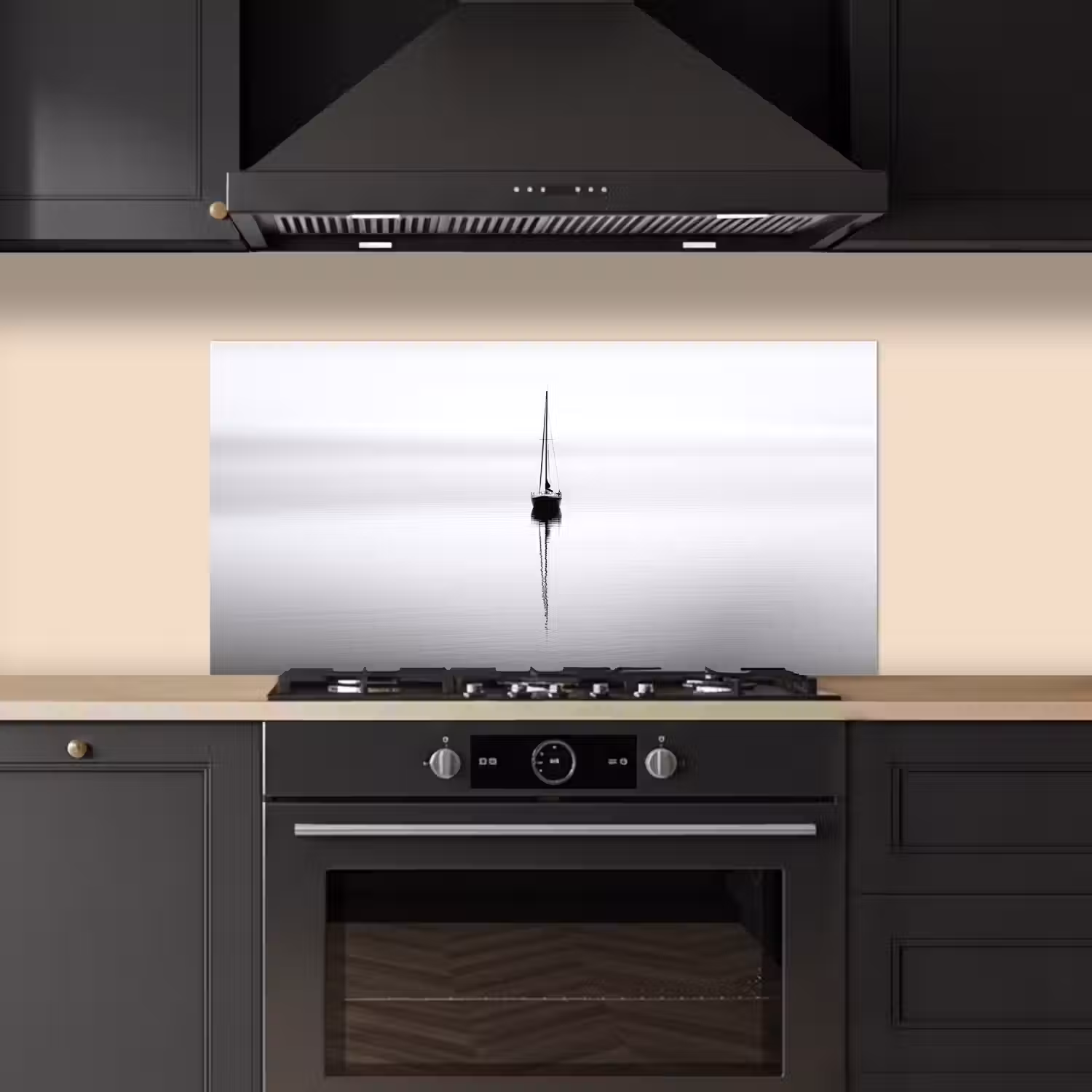 Zeilboot - Zwart - Water - Silhouet keuken achterwand spatscherm middel -sfeer1