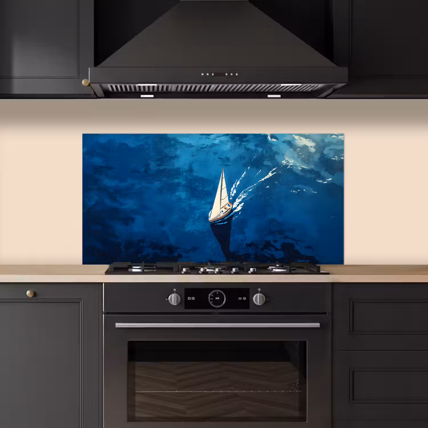 Zeilboot - Water - Abstract - Schaduw keuken achterwand spatscherm middel -sfeer1
