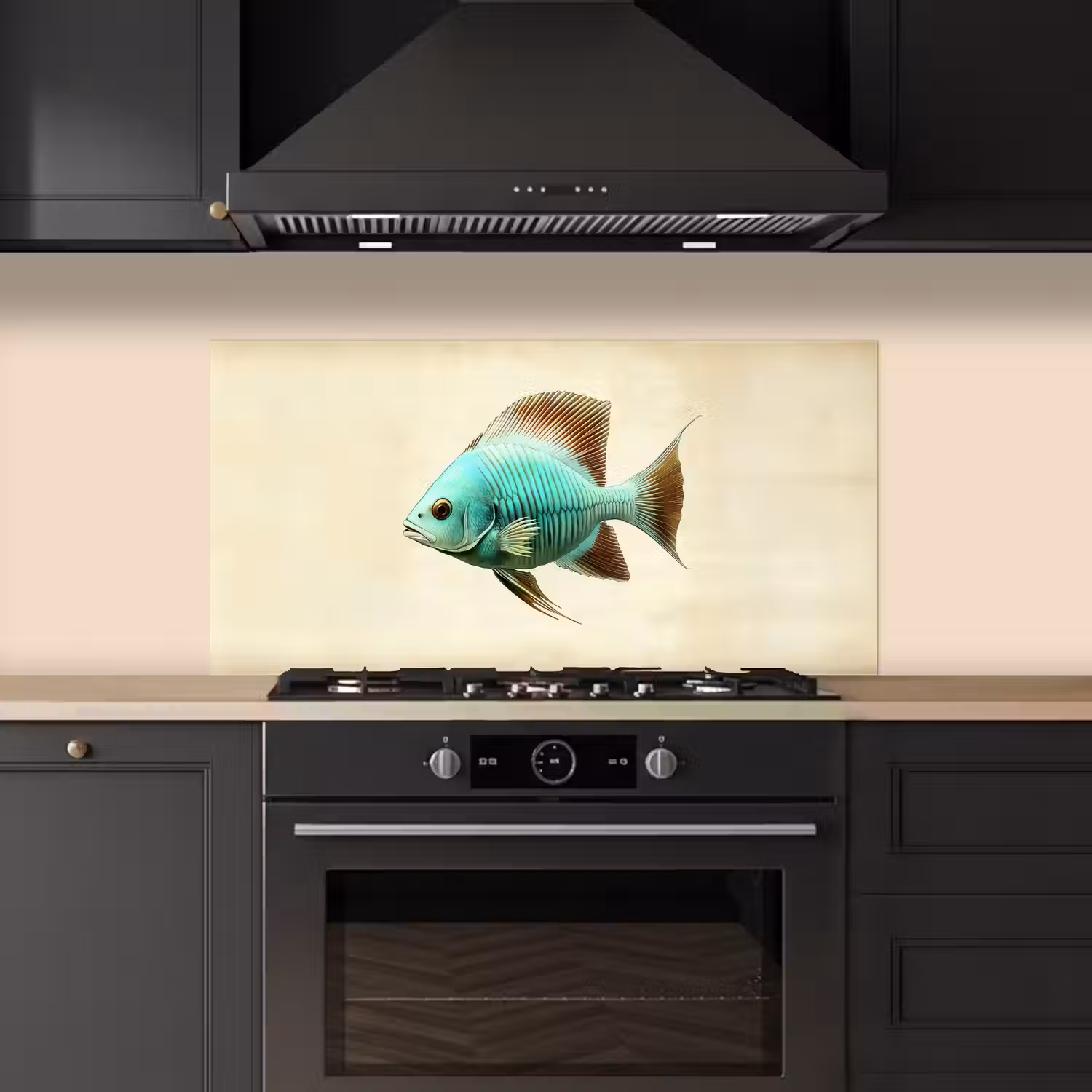 Schubben - Vis - Mint - Minimalistisch keuken achterwand spatscherm middel -sfeer1