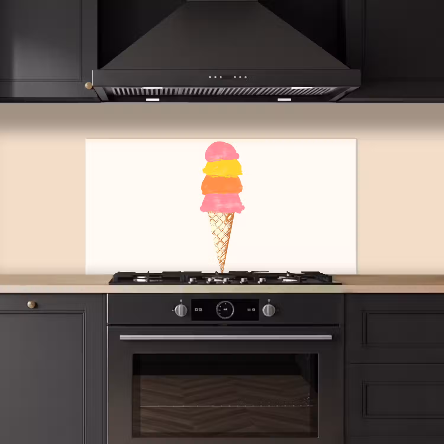 Schepijs - Hoorntje - Illustratie - Minimalistisch keuken achterwand spatscherm middel -sfeer1