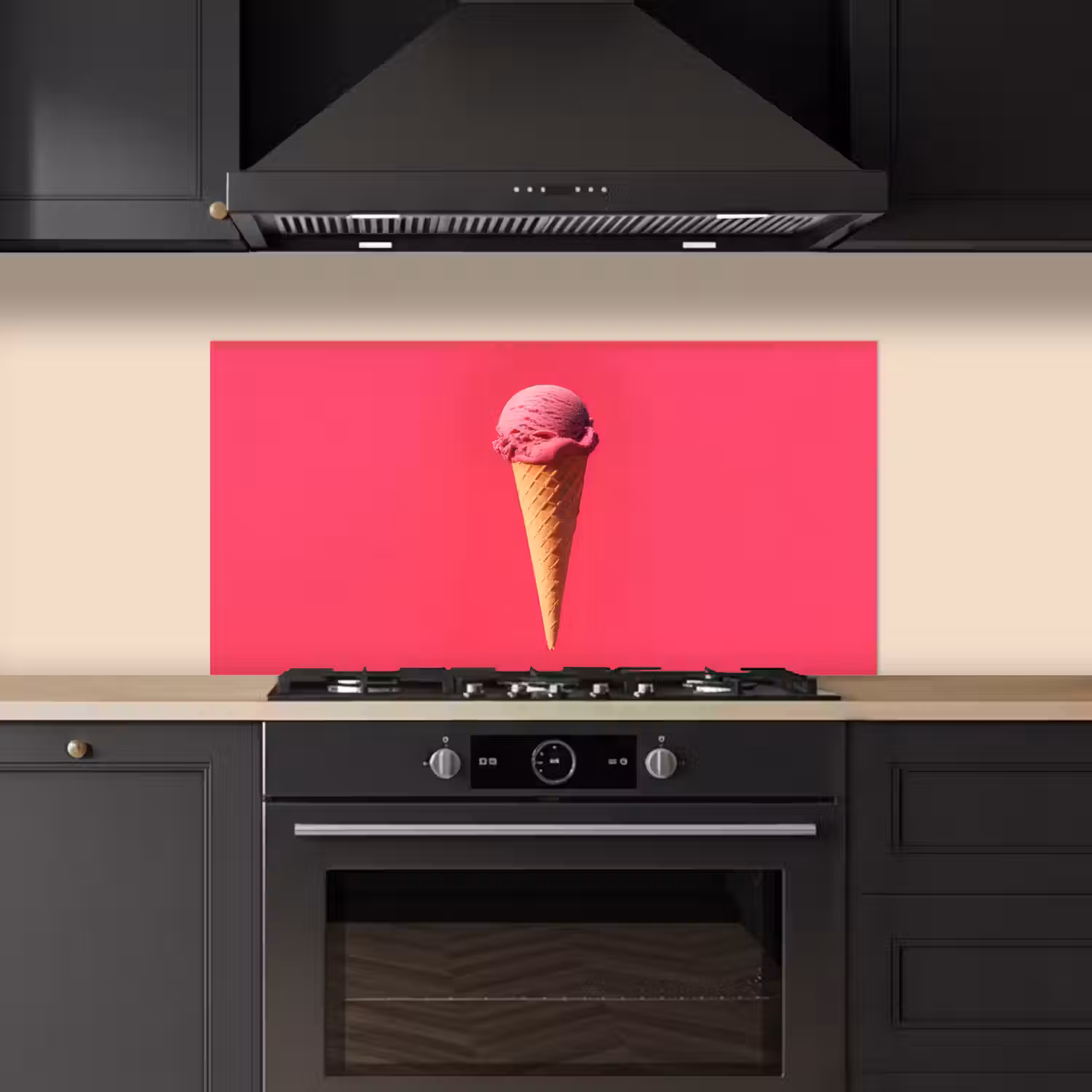 Schepijs - Roze - Hoorntje keuken achterwand spatscherm middel -sfeer1