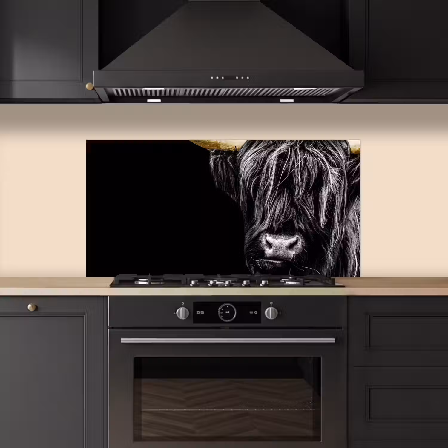 Schotse hooglander - Goud - Vacht - Dieren - Koe keuken achterwand spatscherm middel -sfeer1