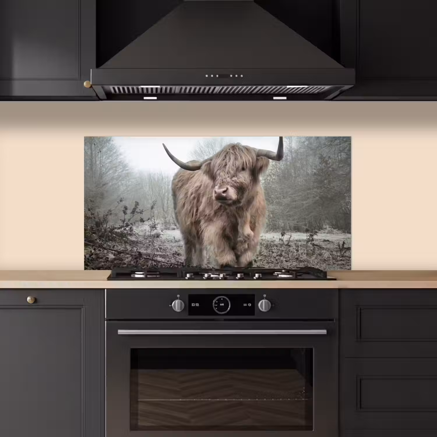 Schotse hooglander - Natuur - Herfst - Dieren - Wild - Bos keuken achterwand spatscherm middel -sfeer1