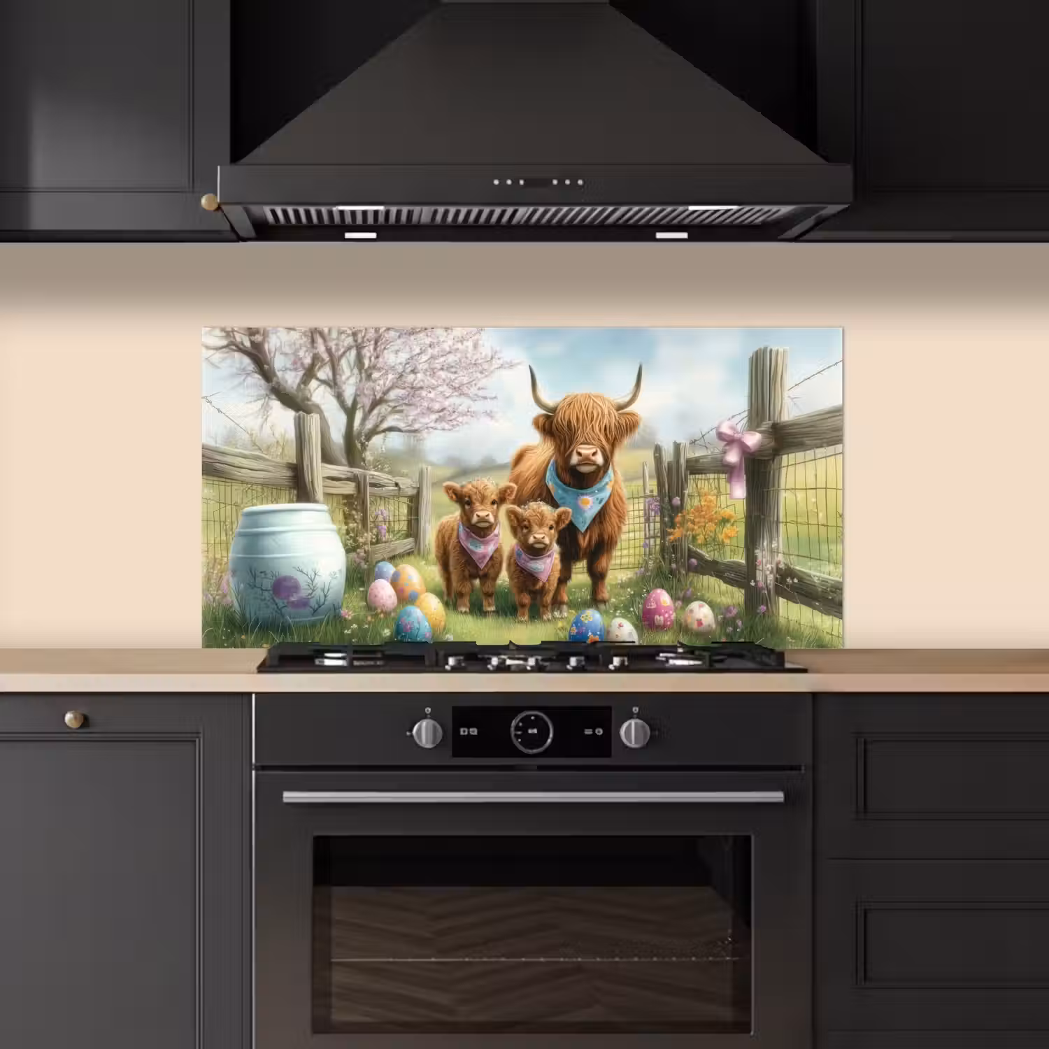 Schotsehooglanders - Paaseieren - Lente keuken achterwand spatscherm middel -sfeer1