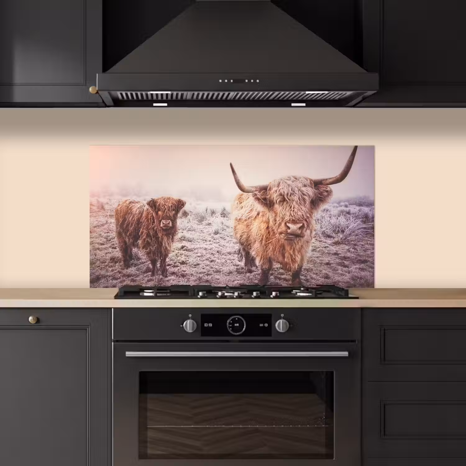 Schotse hooglanders - Licht - Lucht - Natuur keuken achterwand spatscherm middel -sfeer1