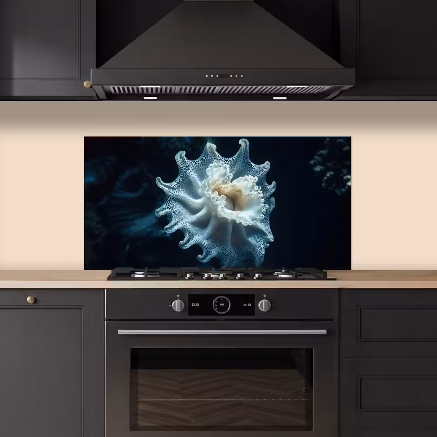 Zeewezen - Wit - Golven - Water keuken achterwand spatscherm middel -sfeer1